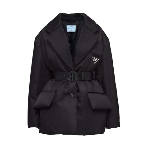 prada black puffer jacket womens|prada women's double breasted jackets.